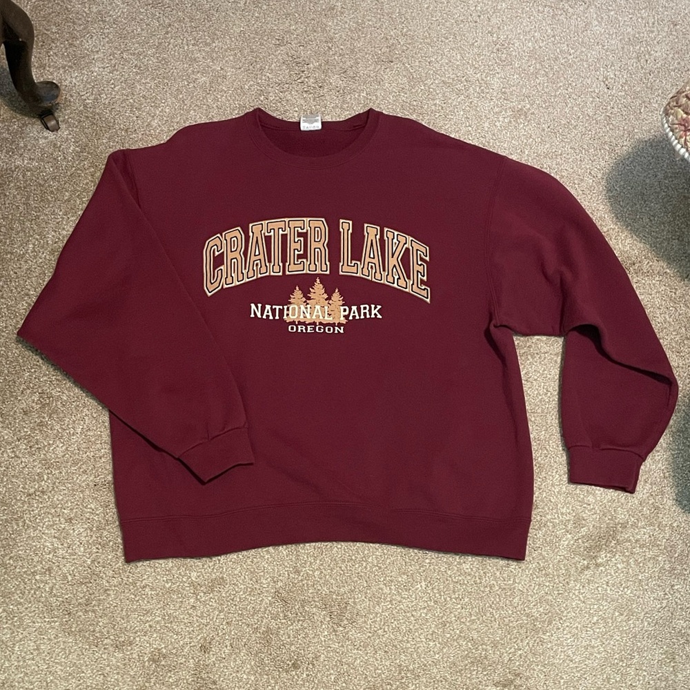 Jerzees Maroon Crater Lake National Park Crewneck Sweatshirt